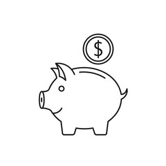 Vector illustratorn piggy bank with a dollar coin