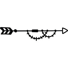 Tribal Arrow Design with Decorative Elements and Transparent Background