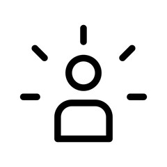 User spotlight icon, person highlight attention outline