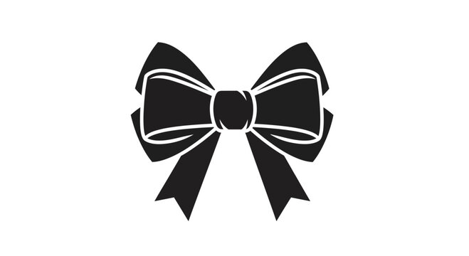 A black and white vector illustration of a decorative bow, perfect for gift wrapping and festive occasions