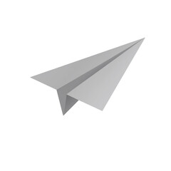 Sleek monochromatic paper airplane with two-tiered geometric design on transparent background