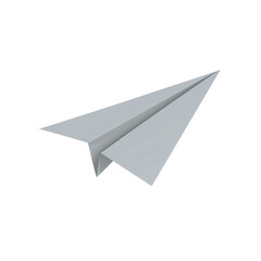 Light gray paper airplane on transparent background