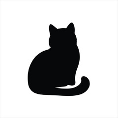 Simple Sitting Black Cat Silhouette Art