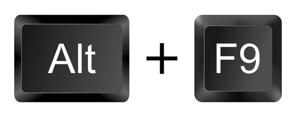 Alt + F9 Keyboard Shortcut Key Icon on White Background