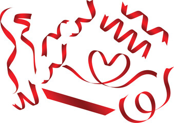 Luxury Red Ribbons and Badges — Floral Decorative Elements for Celebration Design