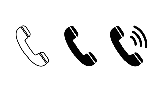 Outline of a Telephone Receiver handset graphic isolated on a transparent background