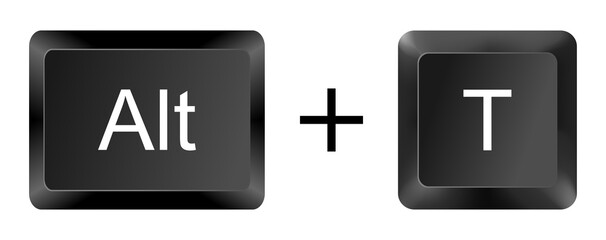 Alt + T Keyboard Shortcut Key Icon on White Background