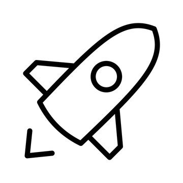 Rocket relaunch icon, restart project takeoff outline
