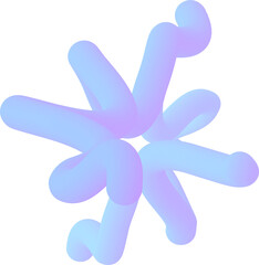 A 3D fluid blue-purple shape resembling a snowflake or a fantasy flower against the radiant blue-purple gradient; a vertical vector illustration for modern futuristic winter holiday designs.