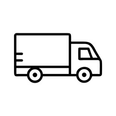 A pastel blue outline of a delivery truck in a vector design