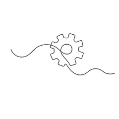Setting icon  continuous one line drawing  outline vector illustration Single line gear icon. Vector illustration 