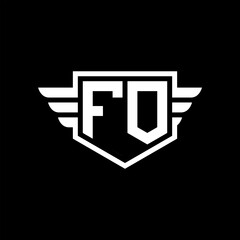 FO Logo vector image of initial shield with wing outline and simple shield