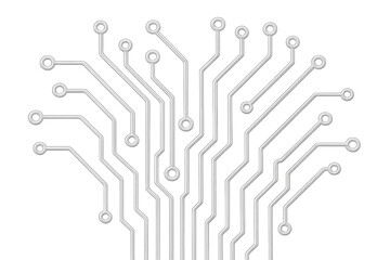 Electronic circuit board connections on transparent background
