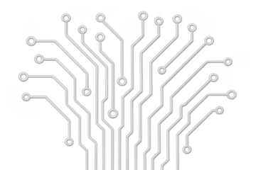 Electronic circuit board connections on transparent background