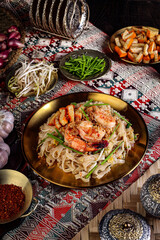 Delicious Pad Thai with Shrimp and Fresh Ingredients.