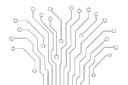 Electronic circuit board connections on transparent background