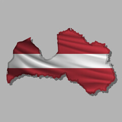 Fototapeta premium Vector flag Latvia in the form of a map