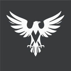 Obraz premium Stylized Eagle Logo Design in Monochrome Vector Style Representing Power, Freedom, and Strength for Branding and Corporate Identity 