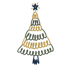 Doodle Christmas Tree with Star on Black