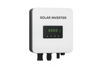 Solar inverter converting renewable energy showing digital display