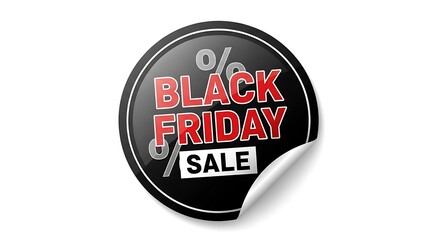 Black Friday sale sticker with percentage symbol and discount information