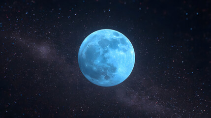 Blue Moon Surrounded by the Milky Way