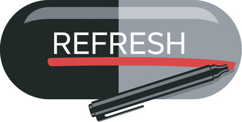 Refresh button concept illustration, using marker to illustrate refreshing and updating vector illustration
