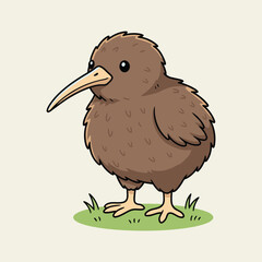 Cute Kiwi — Endemic Wildlife of New Zealand | Flat Vector Illustration