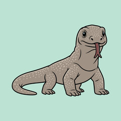 Cute Komodo Dragon — Endemic Wildlife of Indonesia | Flat Vector Illustration