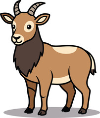 Cute Nilgiri Tahr — Endemic Wildlife of India - Flat Vector Illustration