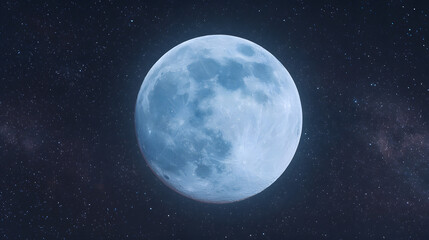 Blue Moon Surrounded by the Milky Way