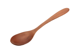 Single wooden spoon with transparent background