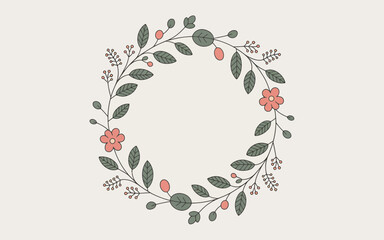 Delicate floral wreath with subtle blossoms and leafy branches elegant design