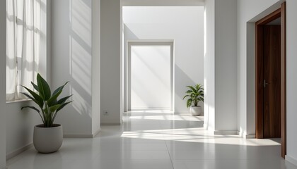 Bright And Minimalist Hallway With Natural Light And Contemporary Design Elements