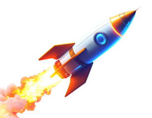 Futuristic Rocket Takeoff – New Startup Success Concept PNG