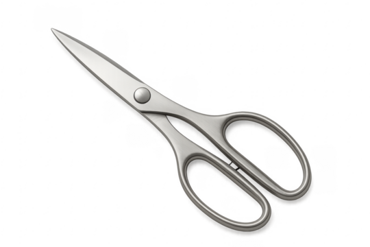 Metal scissors cutting tool on transparent background