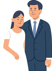 An illustration of a bride and groom standing together, symbolizing love, unity, and the joy of marriage.