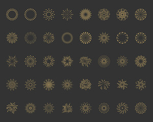 set of firework icons, explode, new year celebration