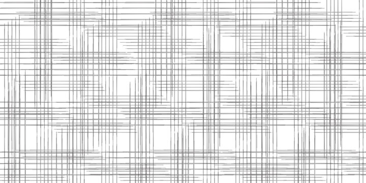 Black cross hatch seamless texture. Straight line repeated pattern surface. Rough sackcloth fabric background. Crosshatch linen canvas burlap overlay wallpaper. Vector textile backdrop