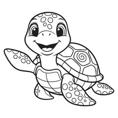 Coloring page outline of a cute turtle vector