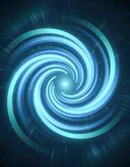 Fototapeta premium A captivating swirl of blue light forming a vortex, creating a sense of motion and depth against a dark background.