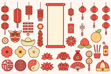 Set of Chinese decoration object, chinese new year