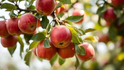 picking. Low-hanging tree branch laden with ripe, red apples ready for picking in natural daylight. gardening catalogs, home-decor guides, designed for home decor and floral branding.