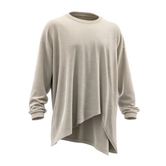 Cozy beige oversized long sleeve sweater isolated on transparent background
