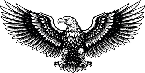 Majestic Bald Eagle with Outstretched Wings Illustration