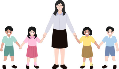 Illustration of theacher with students