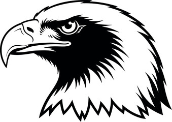 Sharp Bald Eagle Head Profile Illustration