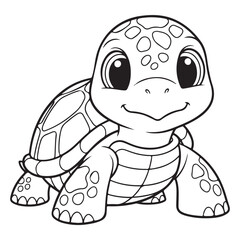 Coloring page outline of a cute turtle vector