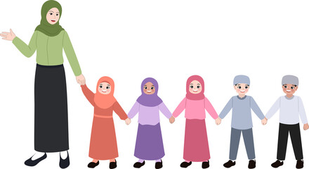 Illustration of theacher with students