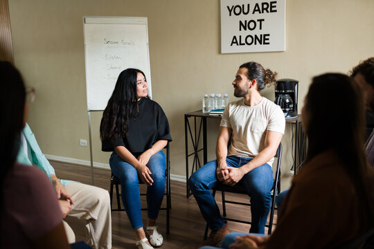 People having group therapy session for support